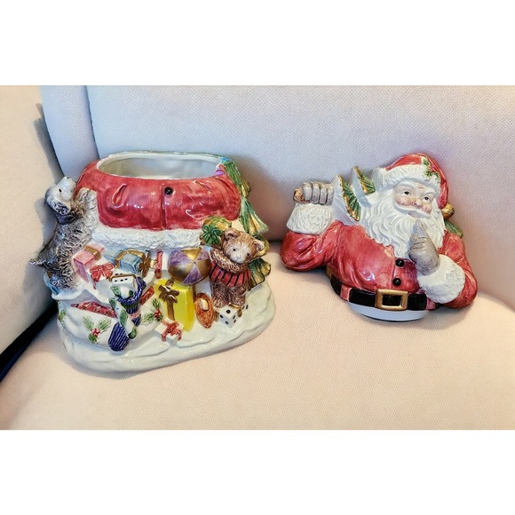 Fitz and Floyd TOYLAND SANTA COOKIE JAR 2070/106 Vintage Retired 12" Omnibus - Picture 9 of 16